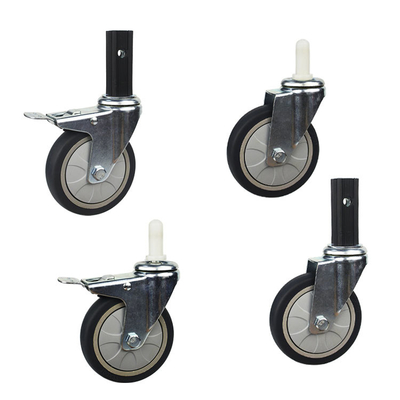 4 Inch Food Cart Heavy Duty Trolley Wheels Without Brake TPR Grip ring stem swivel food service cart casters